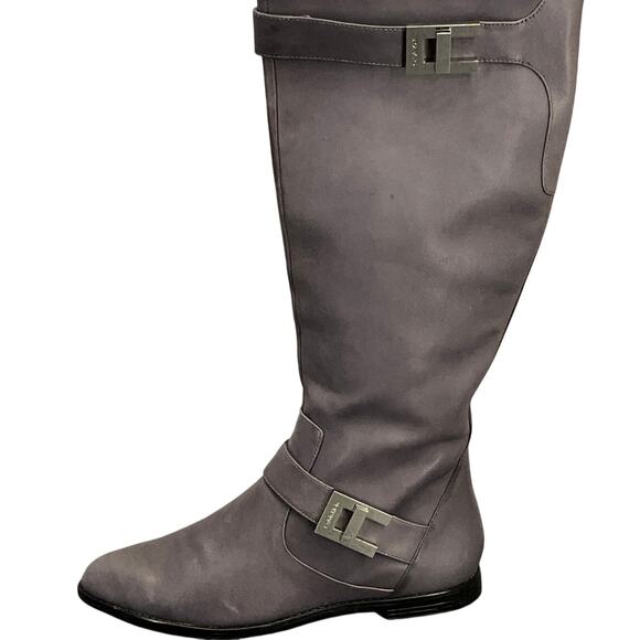 Calvin Klein Tracie Double Strap Silver Buckle Gray Tall Riding Boots Women 7.5 - Picture 5 of 11